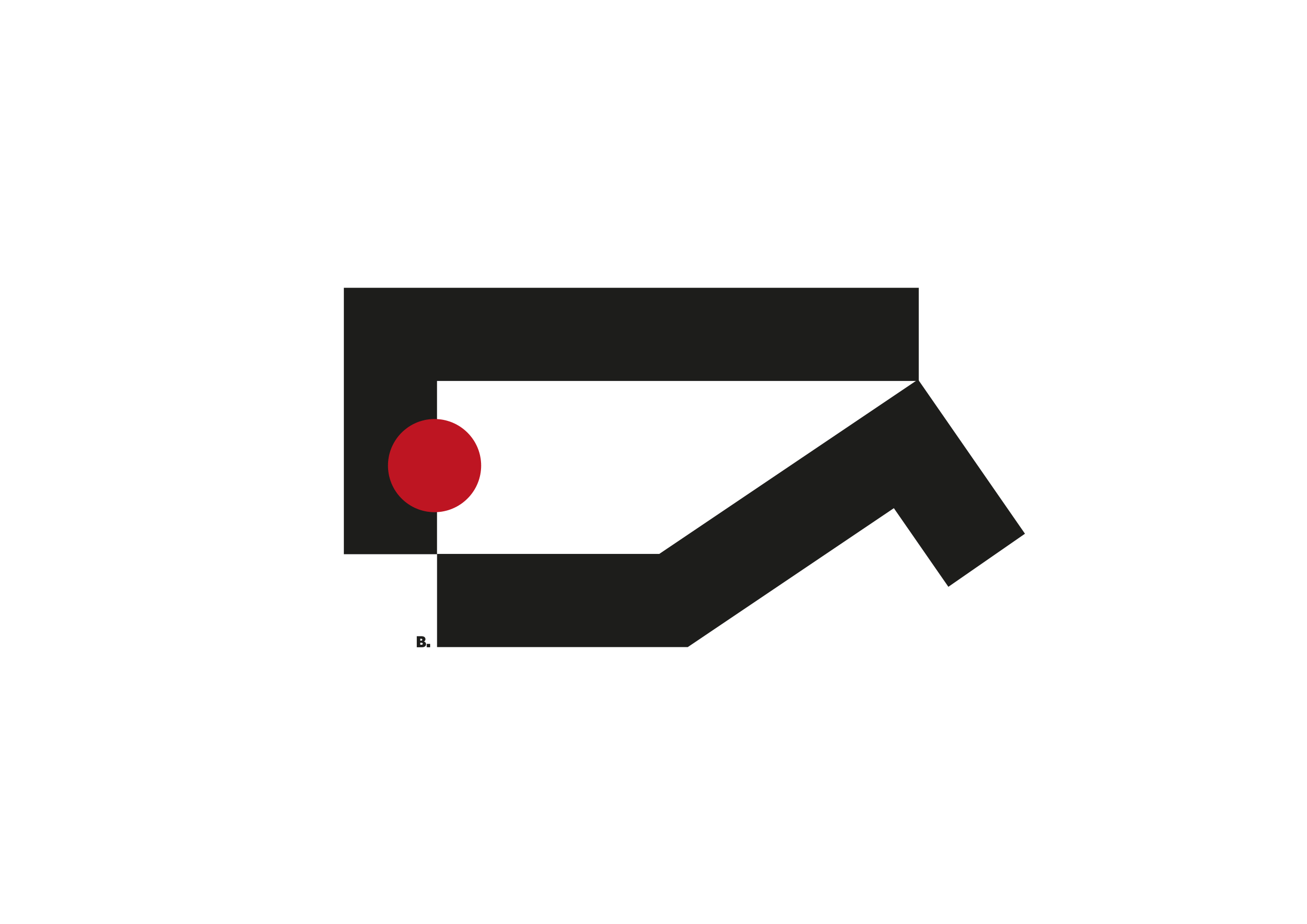Composition graphique en noir sur blanc et point rouge, par Bruno Bartkowiak, Silésien confirmé.